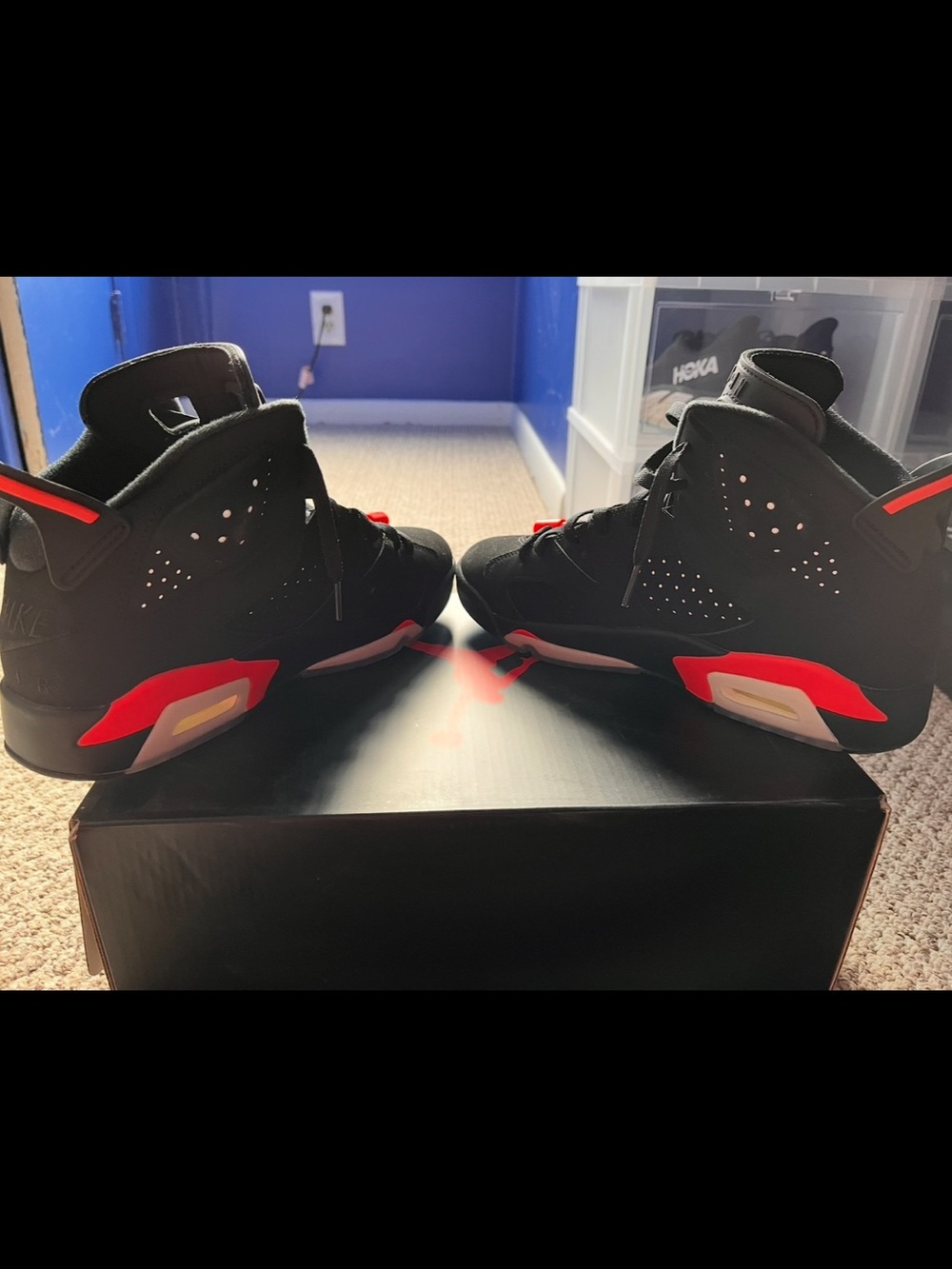 Jordan 6 Infrared Men's Sneakers - Black with Red Accents